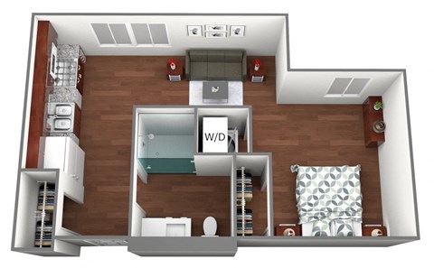 Floor plan for studio, 1 bath, 449 sqft